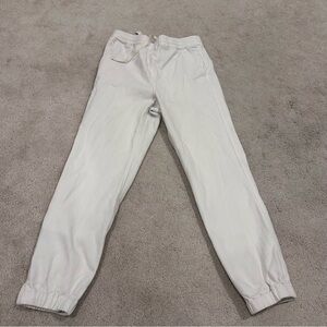J. Crew Pull-On Jogger Pants Women's Natural Ivory Soft Denim Pockets size small